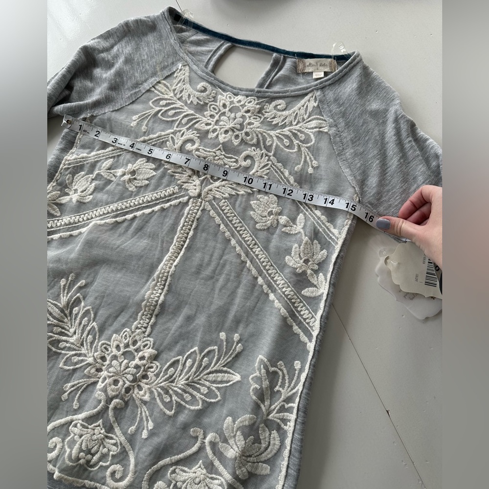 NWT Altar'd State Gray Lace Detail Top with Bell Sleeves - Picture 9 of 10